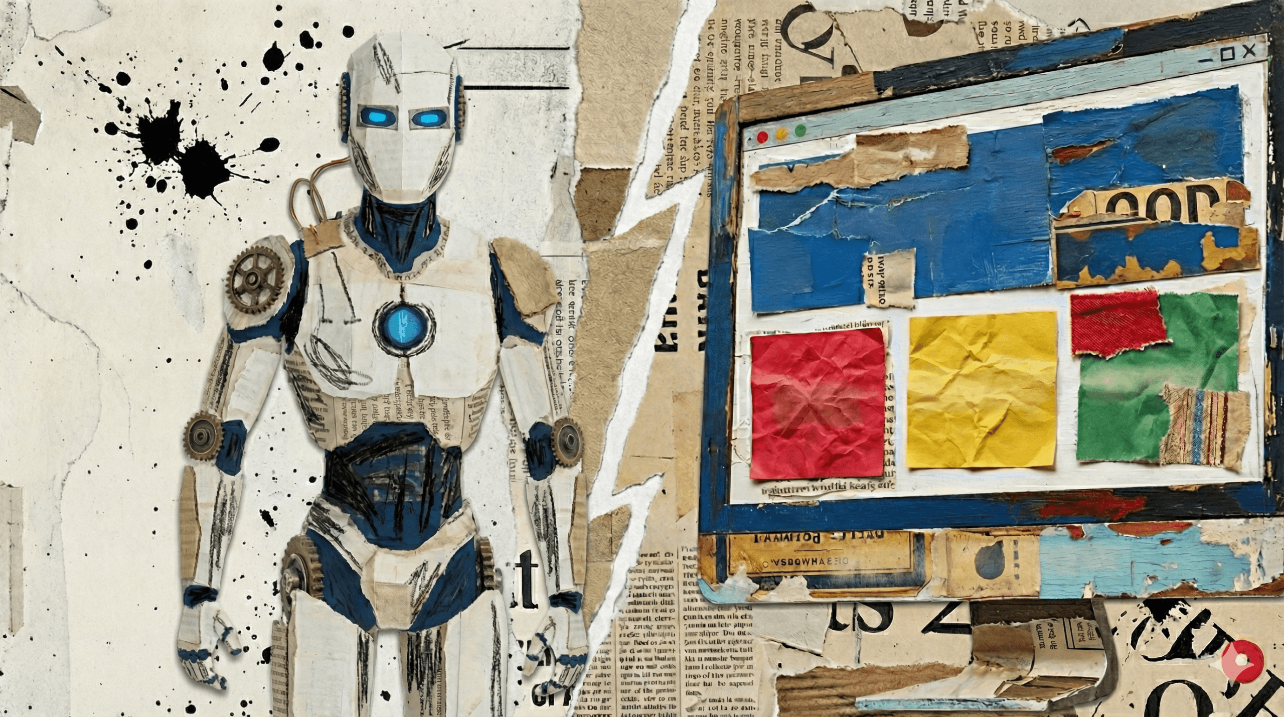 An abstract image of a robot and a website.